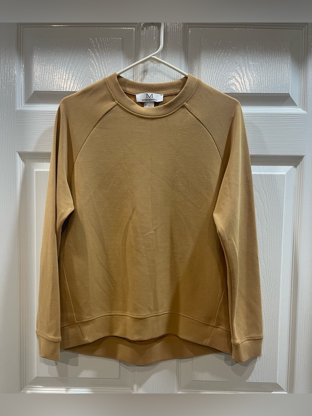 Magaschoni Ultra-Soft Raglan Pullover Sweatshirt marigold Size Small